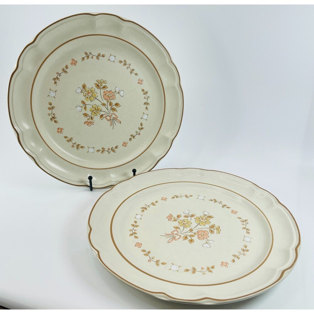 Vintage Cordella Collection BURNET Stoneware Dinner Plates 10.75" Set of 2 Japan